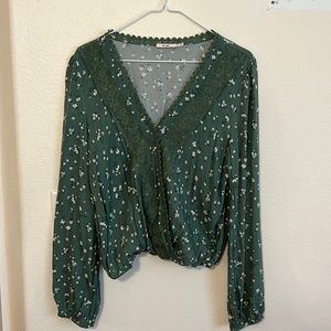 Green with white floral boutique top